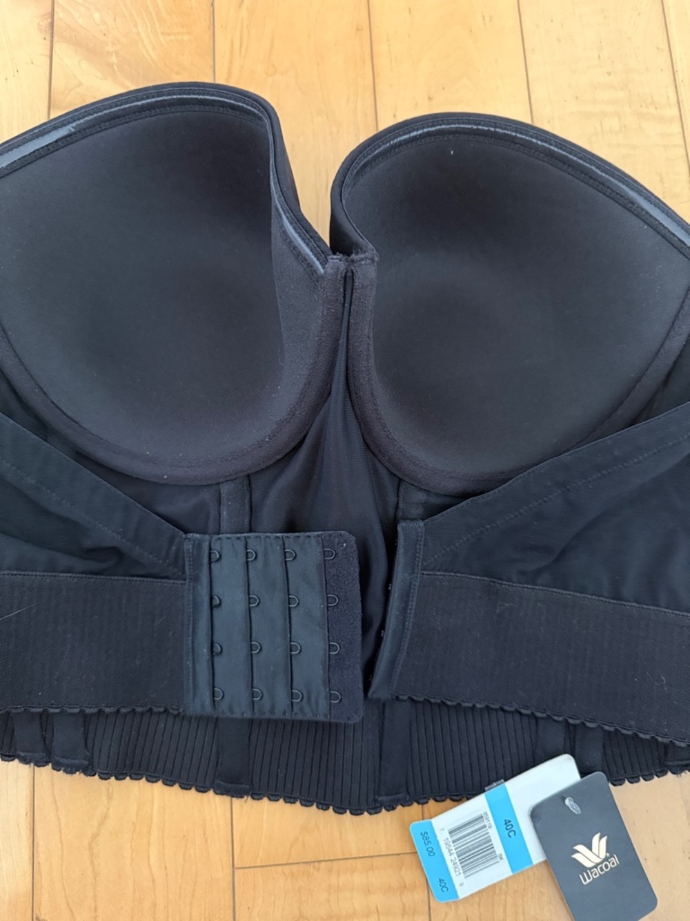 NWT Wacoal Black Strapless Longline Bra Corset - Picture 4 of 5